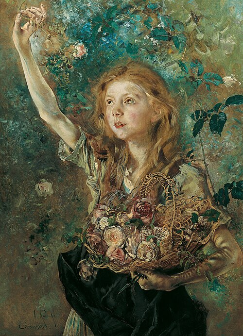 Die Rosenpflückerin, 1883, Anton Romako