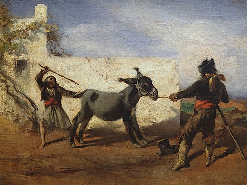The stubborn donkey, 1856, Anton Romako