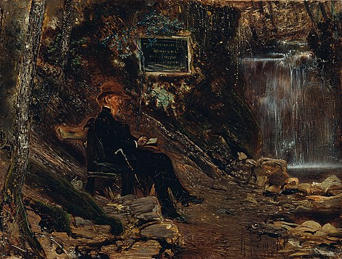 Der Schriftsteller Hermann Rollett am Wasserfall, 1885, Anton Romako