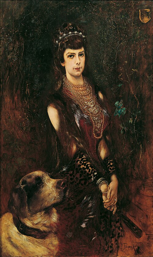 Empress Elisabeth with St. Bernard dog, 1883, Anton Romako