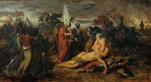 Rudolf von Habsburg an der Leiche Přemysl Ottokars, König von Böhmen, , Anton Romako