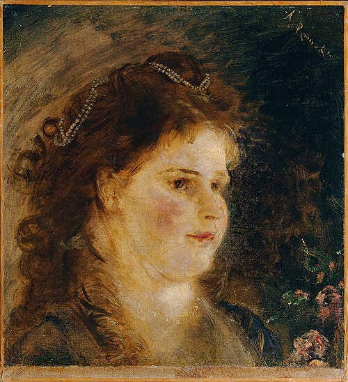 Mädchen mit Perlenkette im Haar, 1874, Anton Romako