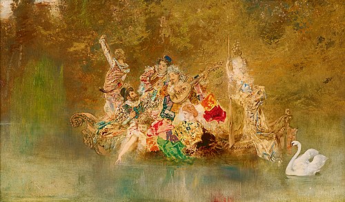Lustige Gesellschaft in einer Gondel, 1874, Anton Romako