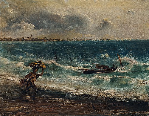 Fischerknabe am Meeresstrand, 1875, Anton Romako