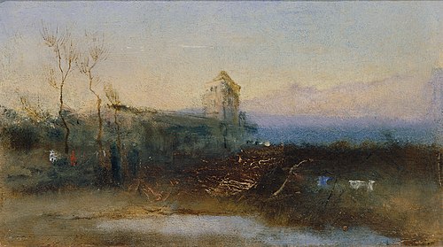 Landschaft mit Burg, , Anton Romako