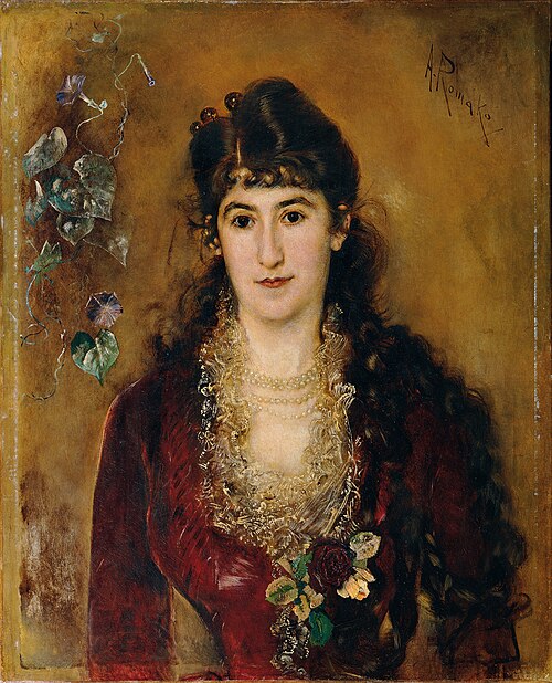 Dame im roten Kleid, 1889, Anton Romako