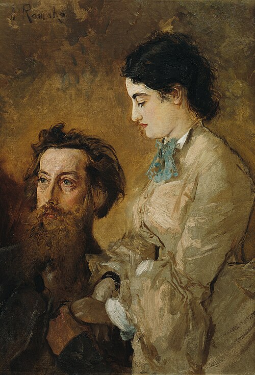 Der Bildhauer Reinhold Begas mit seiner Frau Margarethe, 1869, Anton Romako