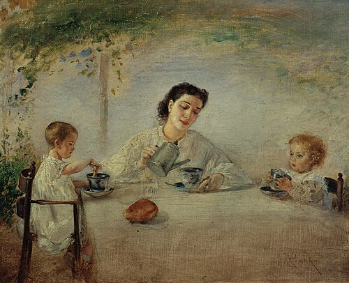Die Familie des Künstlers beim Frühstück, 1872, Anton Romako