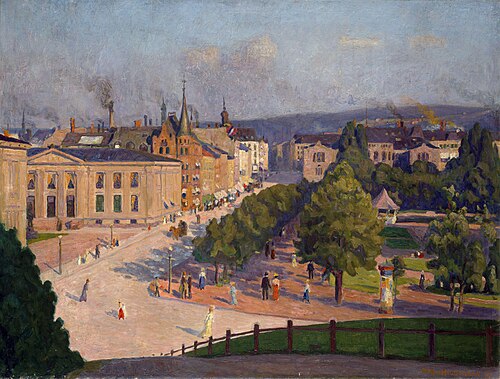 Karl Johans gate med Universitetet, 1907, Karl Haldorsen