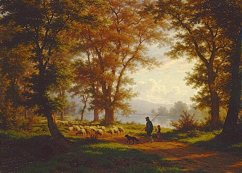 Abendlandschaft mit Schafherde, 1890, Robert Zünd