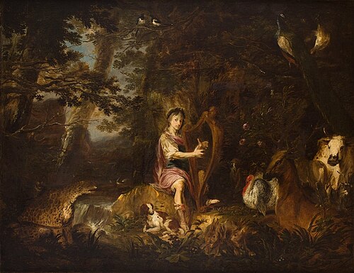 Ofreus playing on harp., 1670, Michael Willmann