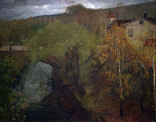 The Bridge "Geitebrua" over Loelven in Oslo, 1900, Halfdan Strøm