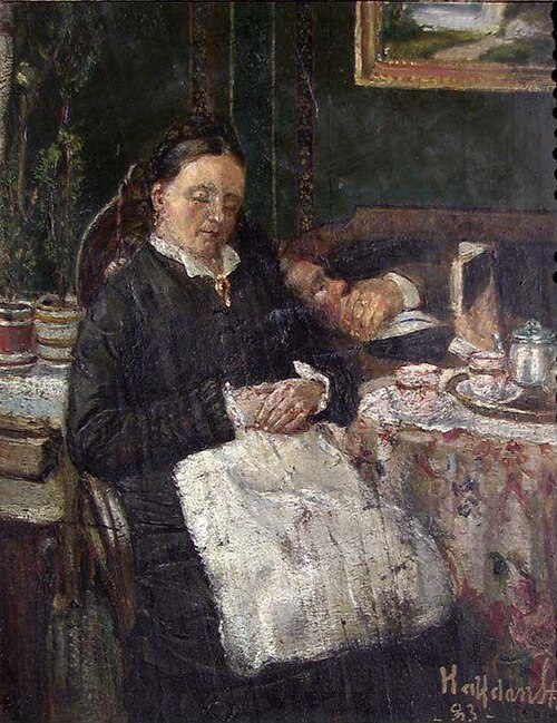 Dolce far niente. Interior with the Artist's Parents, 1883, Halfdan Strøm