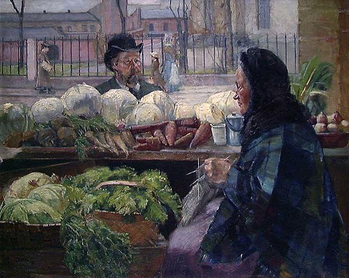 Scene from the Vegetable Market, 1905, Halfdan Strøm