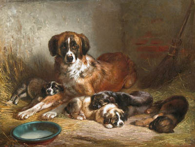 Bernese Mountain Dog and Her Pups, 1862, Benno Adam