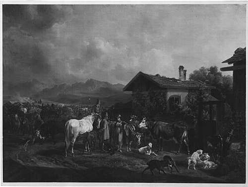Viehmarkt im bayerischen Gebirge, 1839, Benno Adam