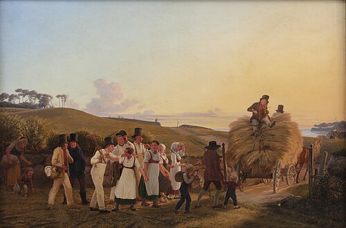 Farmers Returning Home from the Field with the Final Sheaves of Grain, 1856, Hans Jørgen Hammer