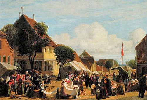A Market Day in Fredericia, 1856, Hans Jørgen Hammer