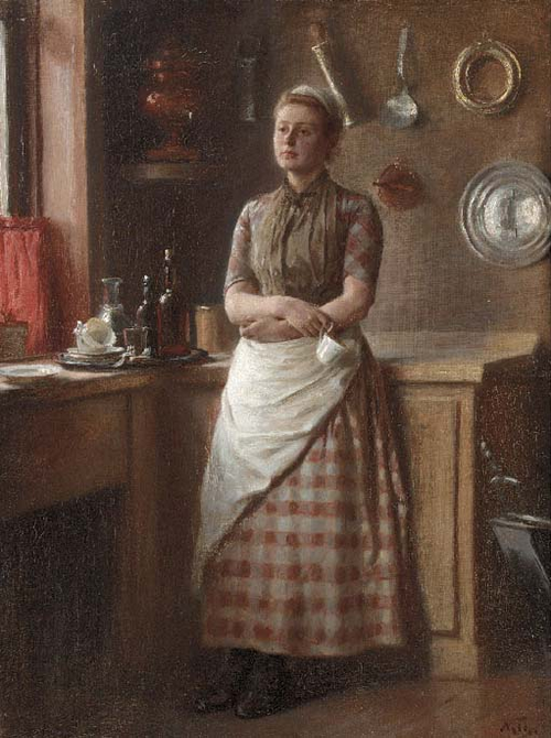 A break from kitchen duties., 1896, Michael Therkildsen