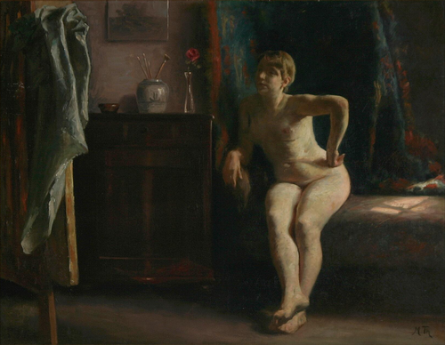 Interior with a woman sitting., 1896, Michael Therkildsen