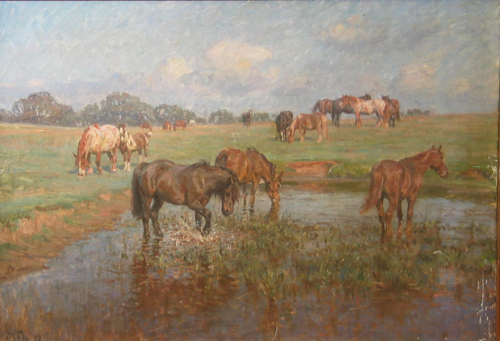 Horses in a landscape., 1912, Michael Therkildsen