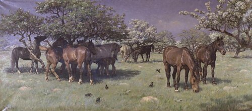 Heste i Dyrehaven, 1896, Michael Therkildsen