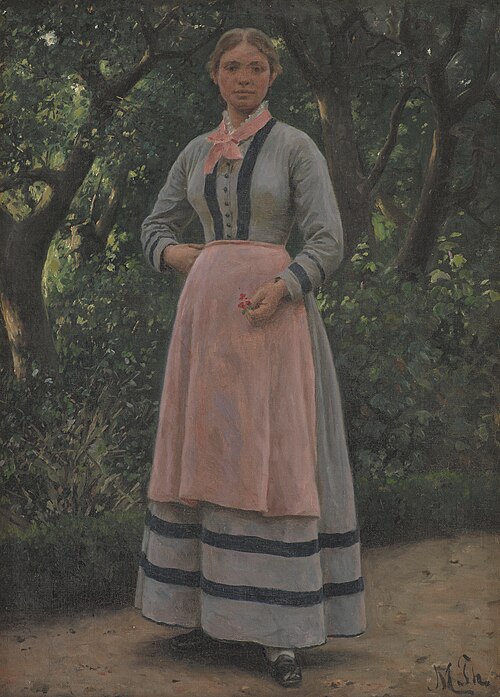 Ung pige i en have, 1895, Michael Therkildsen