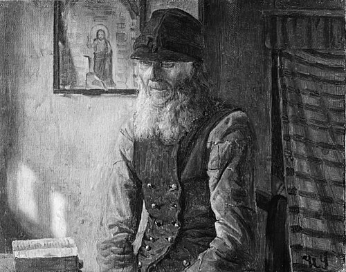 En jysk bonde læser i Bibelen, 1870, Hans Ludvig Smidth