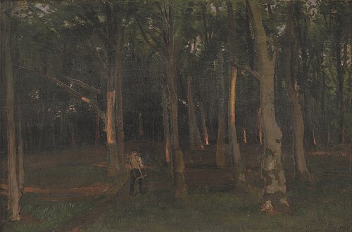 Skov ved solnedgang, 1889, Hans Ludvig Smidth