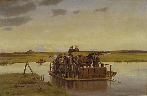 En færge over Gudenåen, 1910, Hans Ludvig Smidth