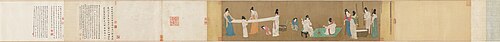 Dames de la Cour préparant la soie à tisser, 1101, Zhang Xuan