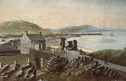 Aberystwyth Castle and harbour, 1840, C. Richards