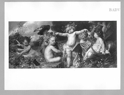 putti performing an opera, 1882, Ferdinand Keller