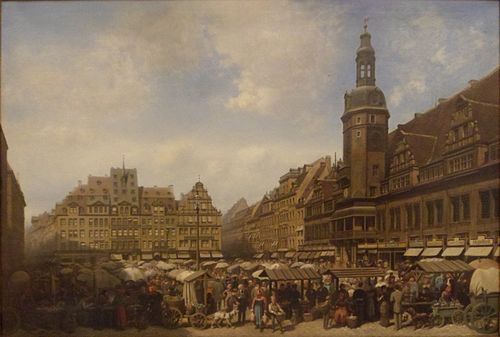 The Market Square, Leipzig, 1882, Albert Schwendy