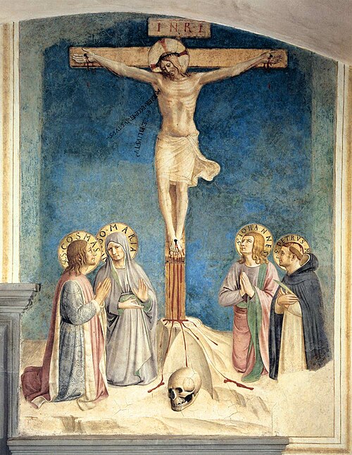 Crucifixion with Virgin, Mary Magdalene, Dominic, and John Evangelist, 1440, Fra Angelico