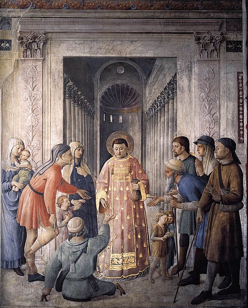 Saint Laurent distribue l'aumône, 1447, Fra Angelico