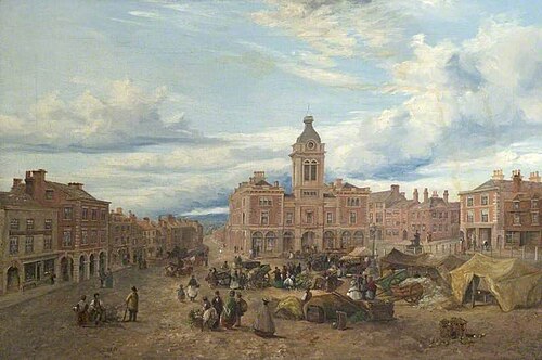 Chesterfield Market Place, Derbyshire, 1858, Henry Smyth