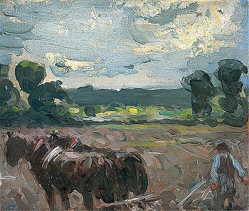 Landscape with Horses Ploughing, , Harry Becker