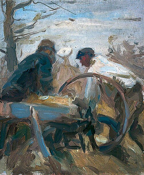 Cutting Chaff in the Open, 1920, Harry Becker