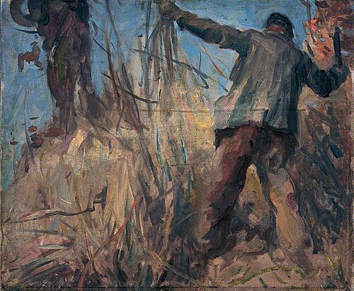 A Man Hedging, 1920, Harry Becker