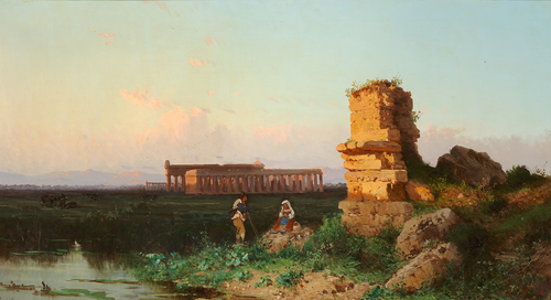 Scene from the ruins at Paestum., 1850, Alessandro La Volpe