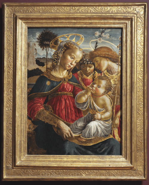La Vierge, saint Jean-Baptiste et un ange adorant l'Enfant Jésus, 1460, Sandro Botticelli