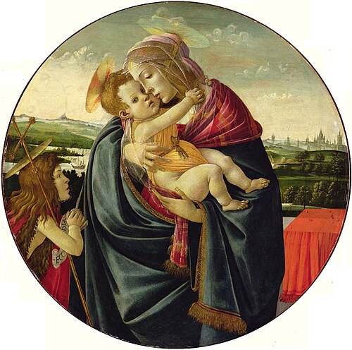Vierge et l'Enfant avec le jeune saint Jean Baptiste, 1490, Sandro Botticelli