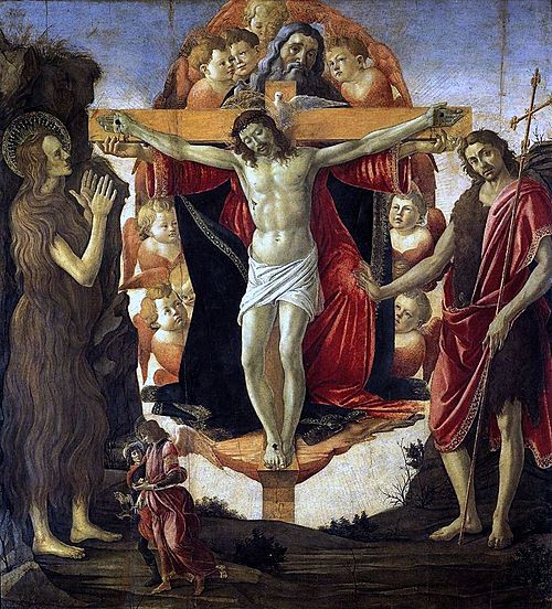 The Trinity with Saint Mary Magdalene and Saint John the Baptist, the Archangel Raphael and Tobias, 1487, Sandro Botticelli