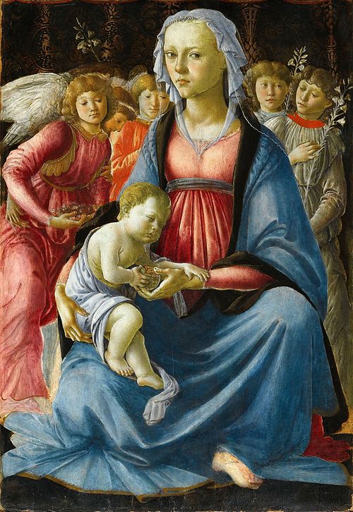 La Vierge et l'Enfant entourés de cinq anges, 1470, Sandro Botticelli