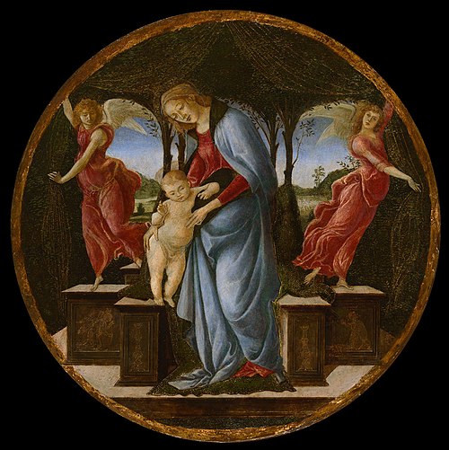 Vierge à l'enfant avec deux anges, 1490, Sandro Botticelli