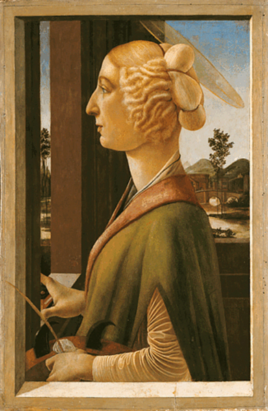 Portrait d'une femme (aux attributs de sainte Catherine d'Alexandrie), 1475, Sandro Botticelli