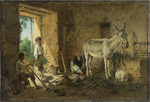 À l'écurie., 1878, Rafael Romero Barros