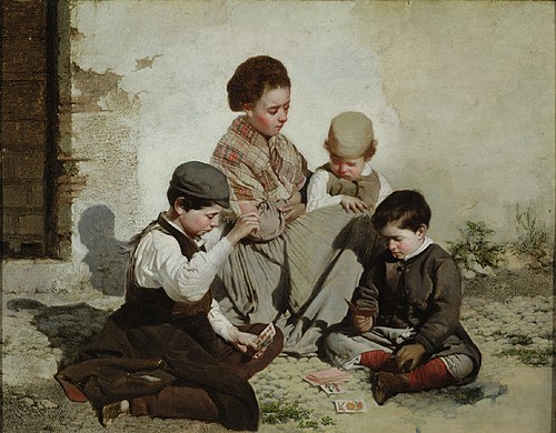 Chicos jugando a las cartas, 1876, Rafael Romero Barros