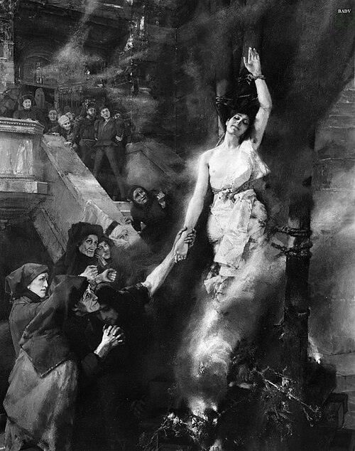 "witch sleep", Burning a witch, 1888, Albert von Keller
